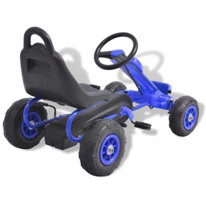 Mașinuță kart cu pedale și roți pneumatice, albastru - Img 4