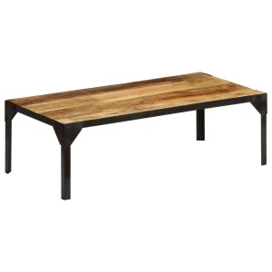 Măsuță de cafea, 110 cm, lemn masiv de mango nefinisat, oțel - Img 9
