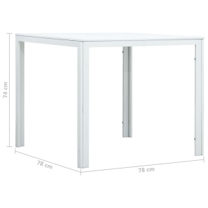 Măsuță de cafea, alb, 78 x 78 x 74 cm, HDPE, aspect lemn - Img 7