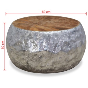 Măsuță de cafea din aluminiu și tec, 60 x 60 x 30 cm - Img 6