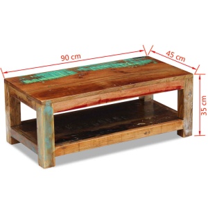 Măsuță de Cafea Lemn Solid Reciclat 90x45x35 cm - Img 7