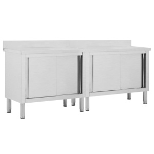 Mese de lucru uși glisante 2 buc. 200x50x95 cm oțel inoxidabil