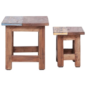 Mese suprapuse, 2 buc., lemn masiv reciclat - Img 2