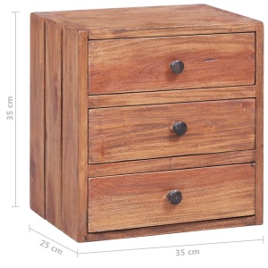 Noptieră cu 3 sertare, 35 x 25 x 35 cm, lemn masiv reciclat - Img 9