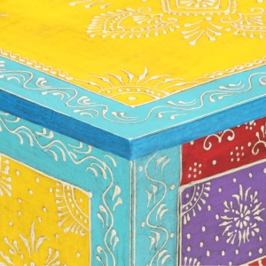 Noptieră pictată manual 40 x 30 x 50 cm, lemn masiv de mango - Img 2