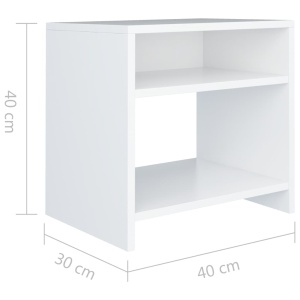 Noptiere, 2 buc., alb, 40 x 30 x 40 cm, PAL - Img 6