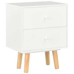 Noptiere, 2 buc., alb, 40 x 30 x 50 cm, lemn masiv de pin - Img 3