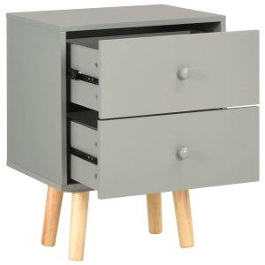 Noptiere, 2 buc., gri, 40 x 30 x 50 cm, lemn masiv de pin - Img 4