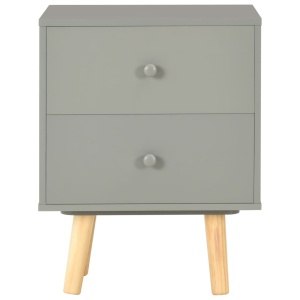 Noptiere, 2 buc., gri, 40 x 30 x 50 cm, lemn masiv de pin - Img 5