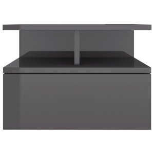 Noptiere suspendate, 2 buc., gri lucios, 40x31x27 cm, PAL - Img 4