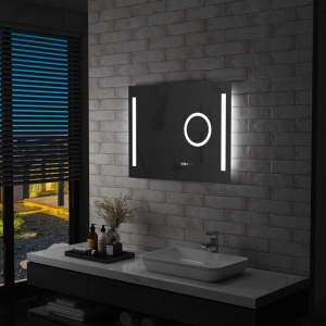 Oglindă cu LED de perete de baie cu senzor tactil, 80 x 60 cm