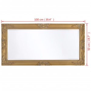 Oglindă de perete in stil baroc, 100 x 50 cm, auriu - Img 9