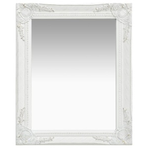 Oglindă de perete in stil baroc, alb, 50 x 60 cm