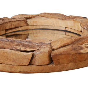 Oglindă decorativă Lemn de tec 60 cm Rotundă - Img 5