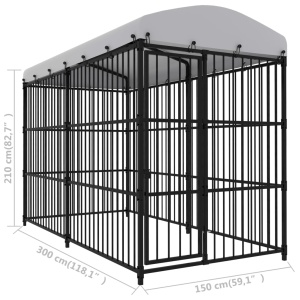 Padoc pentru câini de exterior, cu acoperiș, 300 x 150 x 210 cm - Img 5