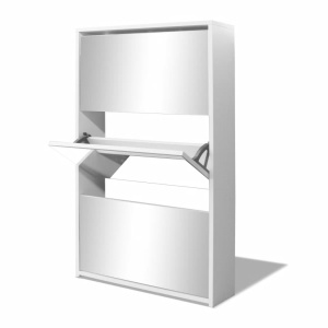 Pantofar cu oglindă și 3 niveluri, alb, 63 x 17 x 102,5 cm - Img 4