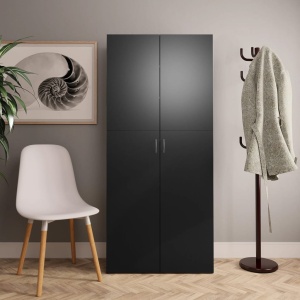 Pantofar, negru, 80 x 35,5 x 180 cm, PAL