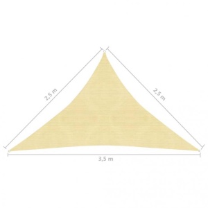 Pânză parasolar, bej, 2,5 x 2,5 x 3,5 m, HDPE, 160 g/m² - Img 5