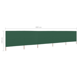 Paravan anti-vânt cu 5 panouri, verde, 600 x 120 cm, textil - Img 5