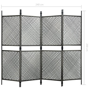 Paravan cameră, 4 panouri, antracit, 240 x 200 cm, poliratan - Img 5