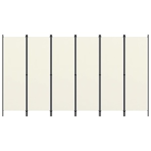 Paravan cameră cu 6 panouri, alb crem, 300 x 180 cm