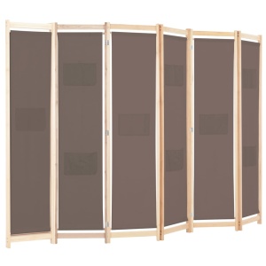 Paravan cameră cu 6 panouri, maro, 240x170x4cm, material textil - Img 3