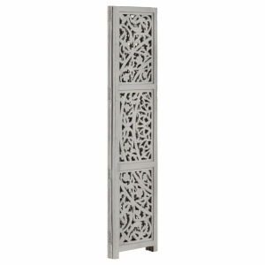 Paravan cameră sculptat manual 3 panouri gri 120x165 cm mango - Img 2