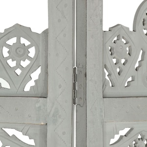 Paravan cameră sculptat manual 5 panouri gri 200x165 cm mango - Img 4