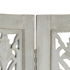 Paravan cameră sculptat manual 5 panouri gri 200x165 cm mango - Img 4