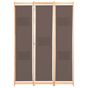 Paravan de cameră cu 3 panouri, maro, 120x170x4 cm, textil - Img 2