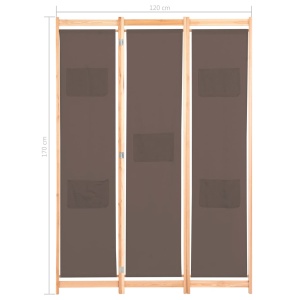 Paravan de cameră cu 3 panouri, maro, 120x170x4 cm, textil - Img 7