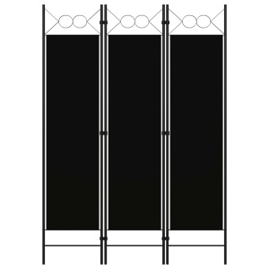 Paravan de cameră cu 3 panouri, negru, 120 x 180 cm