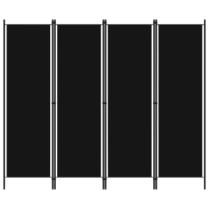 Paravan de cameră cu 4 panouri, negru, 200 x 180 cm