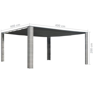 Pavilion acoperiș glisant gri antracit 400x400x200 cm poliratan - Img 4