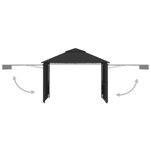 Pavilion cu acoperiș dublu extins 3x3x2,75 m antracit 180 g/m² - Img 4