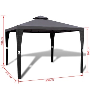 Pavilion cu acoperiș, gri inchis, 3 x 3 m - Img 6