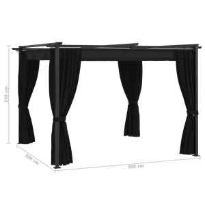Pavilion cu draperii, antracit, 3 x 3 m, oțel - Img 6