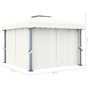 Pavilion cu perdea, alb crem, 3 x 3 m, aluminiu - Img 5