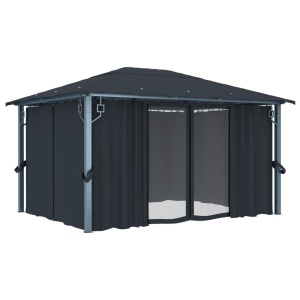 Pavilion cu perdele, antracit, 400 x 300 cm, aluminiu - Img 2