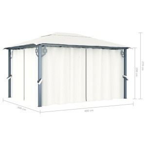 Pavilion cu perdele, crem, 400 x 300 cm, aluminiu - Img 10
