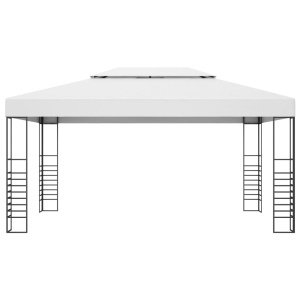 Pavilion de grădină, alb, 4x3x2,7 cm, oțel vopsit electrostatic - Img 2