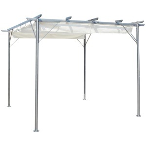 Pergolă cu acoperiș retractabil, alb crem, 3 x 3 m, oțel - Img 2