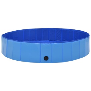Piscină pentru câini pliabilă, albastru, 160 x 30 cm, PVC - Img 4