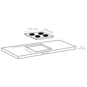 Plită inducție 4 arzătoare control tactil, sticlă 77 cm 7000 W - Img 4