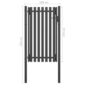 Poartă de gard grădină, antracit, 1 x 2,25 m, oțel - Img 4
