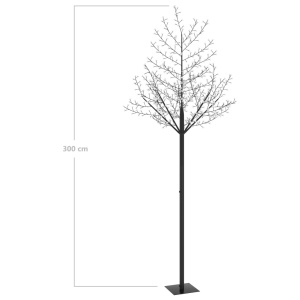 Pom Crăciun, 600 LED-uri lumină albastră, flori de cireș 300 cm - Img 9
