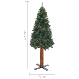 Pom Crăciun artificial subțire lemn și conuri verde 180 cm PVC - Img 5