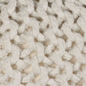 Puf tricotat manual, bumbac, 50 x 35 cm, alb - Img 2