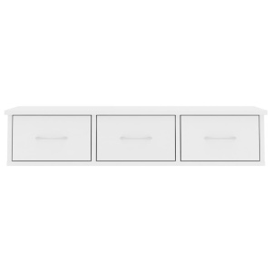 Raft de perete cu sertare, alb, 88x26x18,5 cm, PAL - Img 4