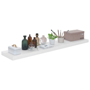 Raft de perete suspendat, alb extralucios, 120x23,5x3,8 cm, MDF - Img 3